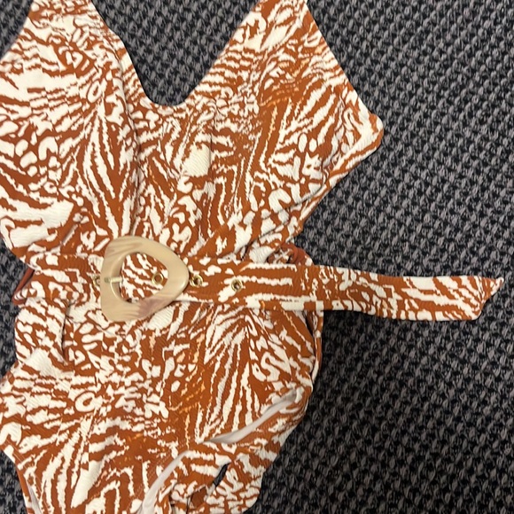 Time and Tru Brown Print Beach Pool Swim Suit - Picture 7 of 7